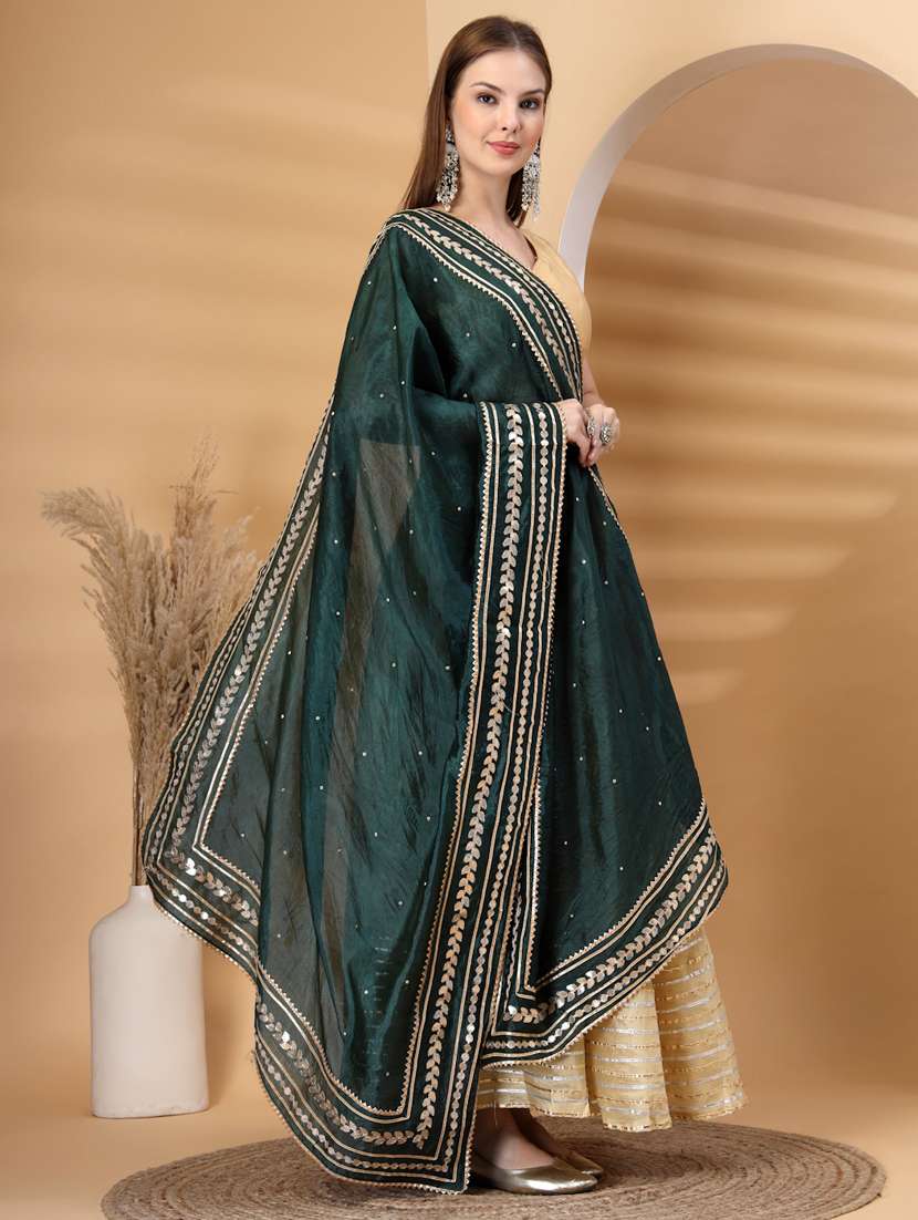 women solid with work gota work dupatta - 22219876 -  Standard Image - 1