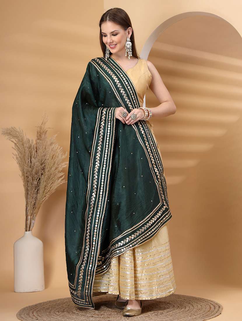 women solid with work gota work dupatta - 22219876 -  Standard Image - 4