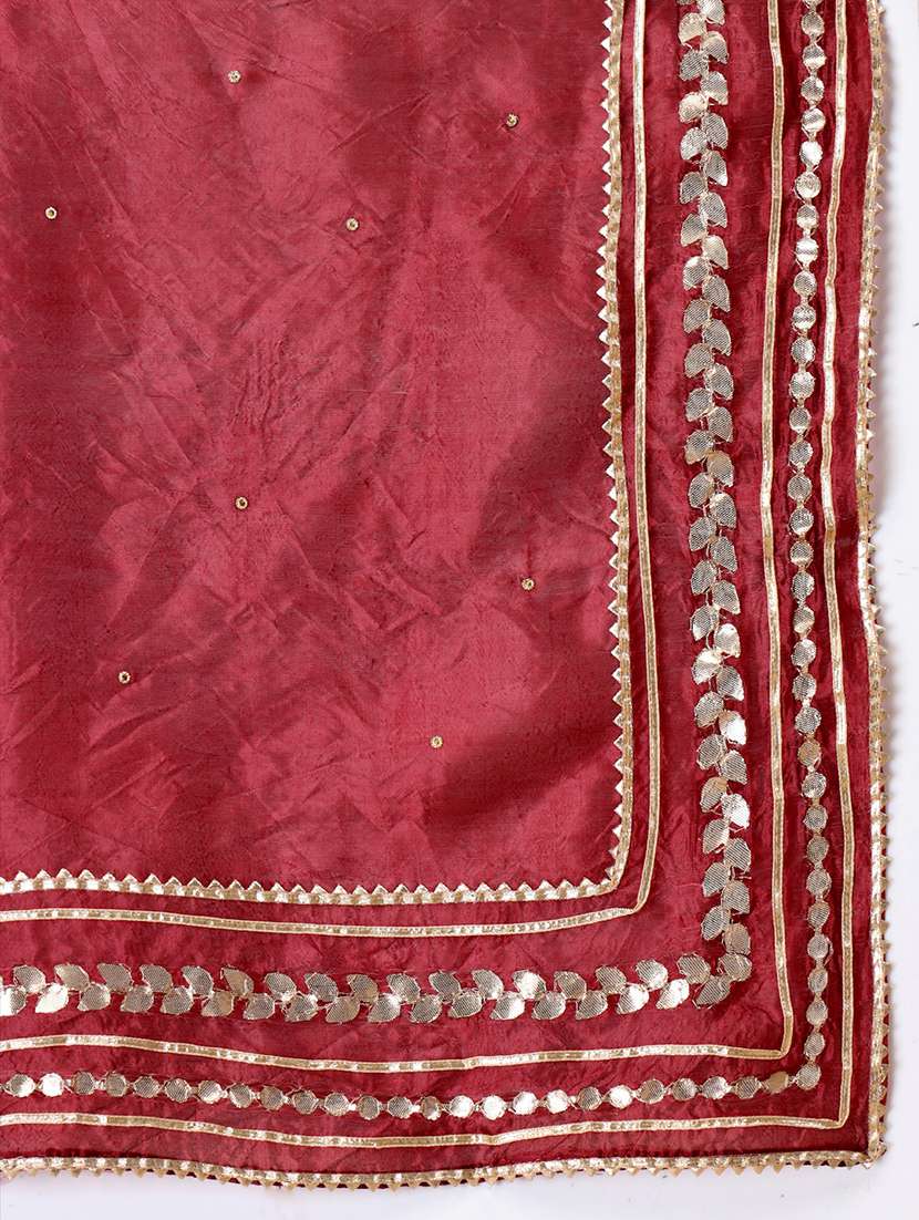 women solid with work gota work dupatta - 22219878 -  Standard Image - 4