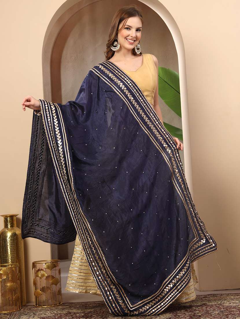 women solid with work gota work dupatta - 22219882 -  Standard Image - 1