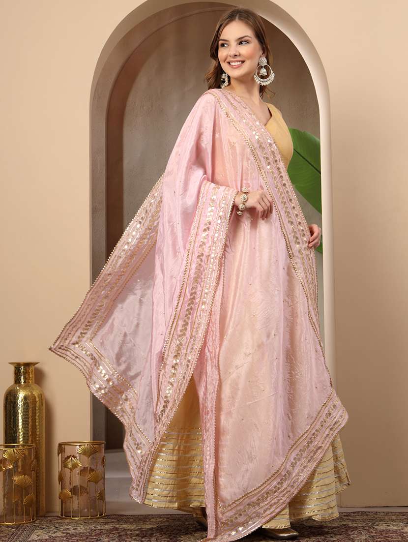 women solid with work gota work dupatta - 22219883 -  Standard Image - 1