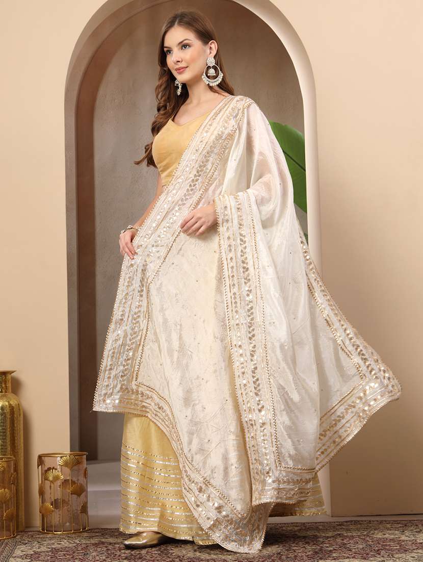 women solid with work gota work dupatta - 22219884 -  Standard Image - 1