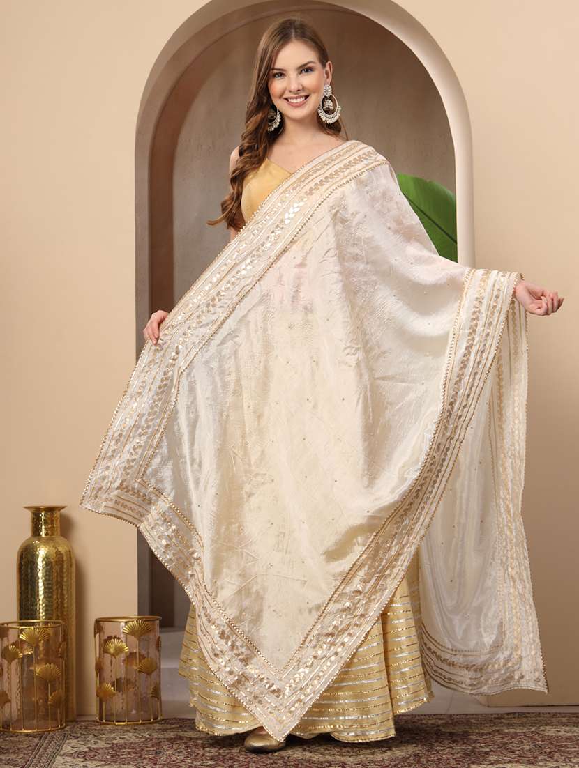 women solid with work gota work dupatta - 22219884 -  Standard Image - 4