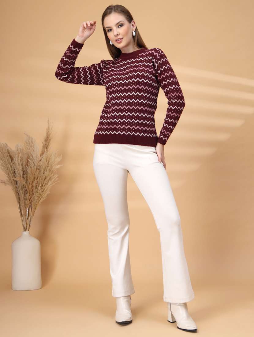 women chevron long sleeve pullover - 22219899 -  Standard Image - 4