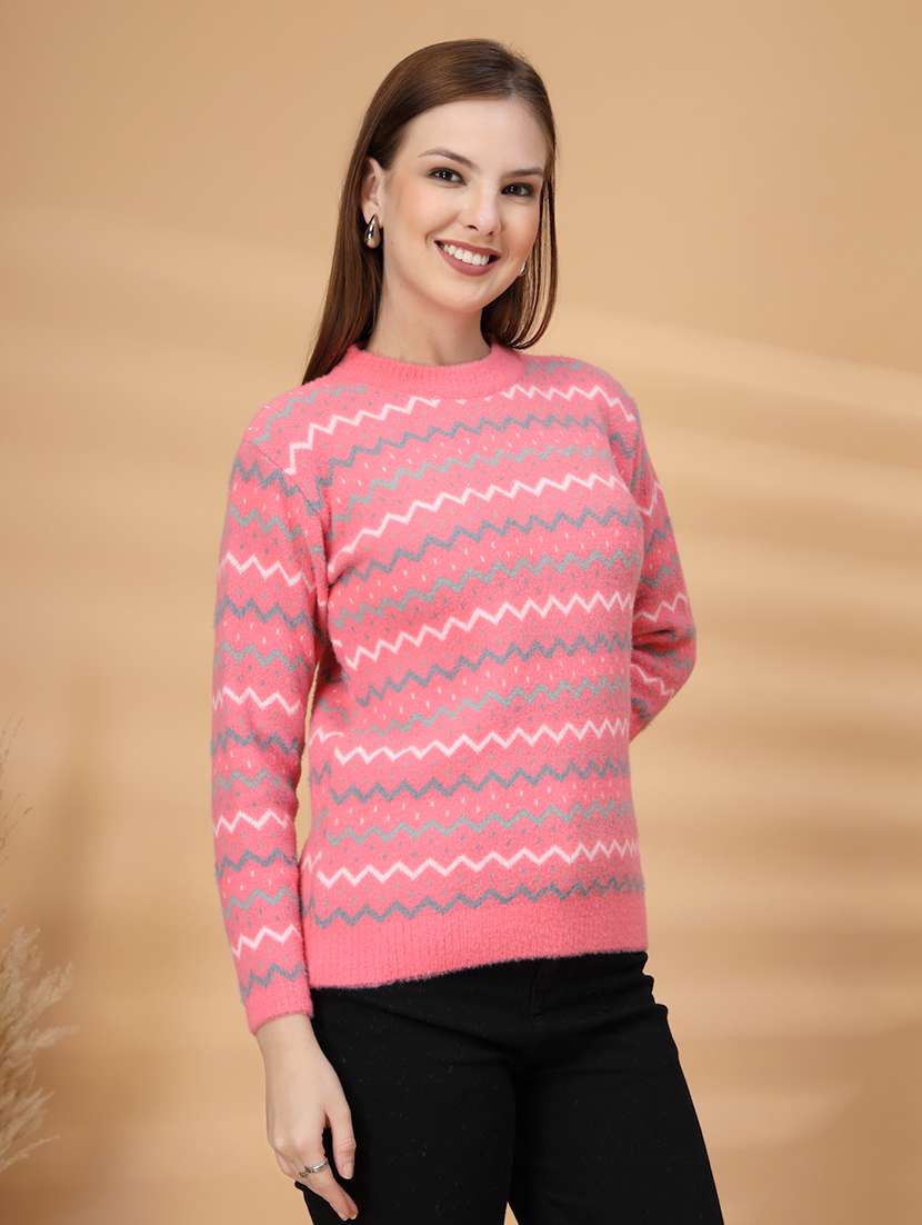 women chevron long sleeve pullover - 22219900 -  Standard Image - 1
