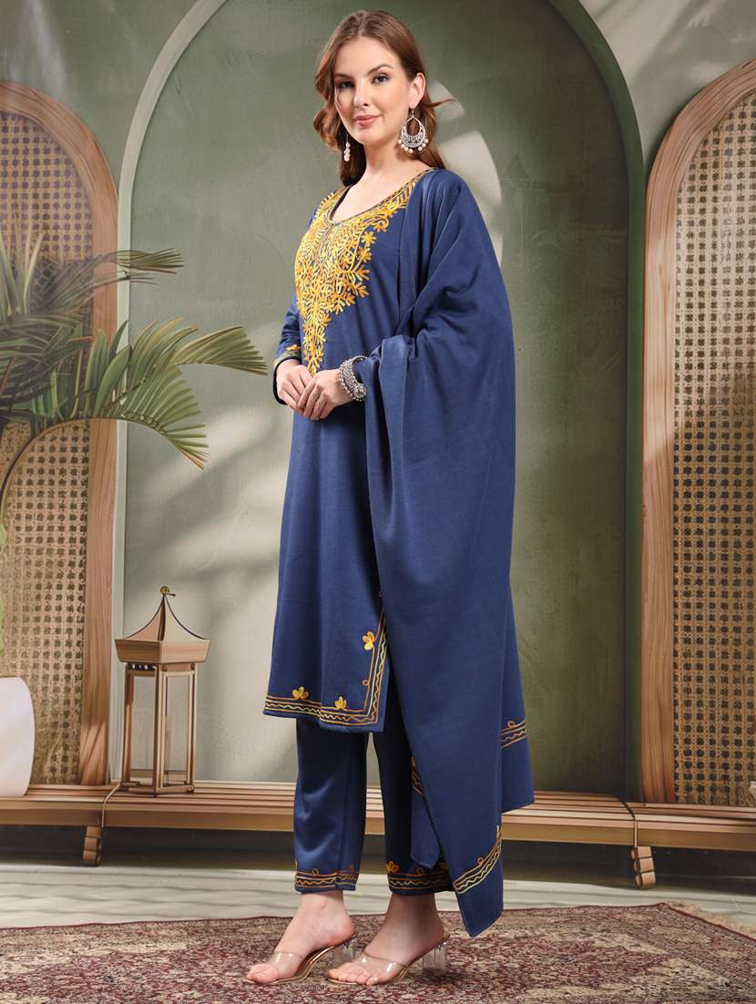 women embroidered kurta and pant set with dupatta - 22219904 -  Standard Image - 1
