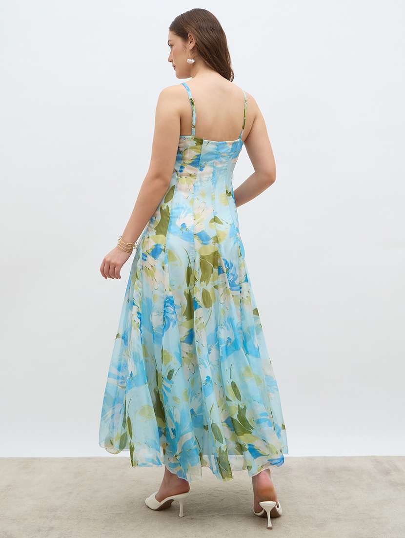 women printed shoulder strap fit & flare dress - 22219908 -  Standard Image - 4