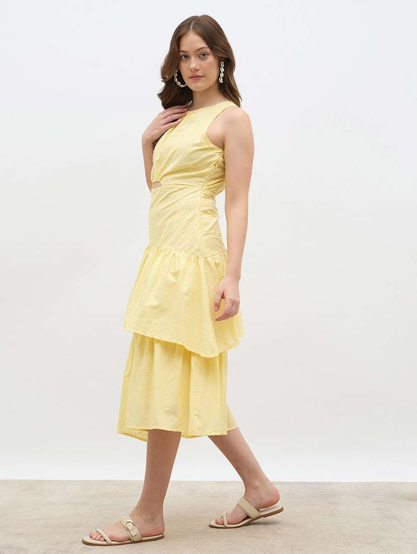 women solid sleeveless layered dress - 22219910 -  Standard Image - 1