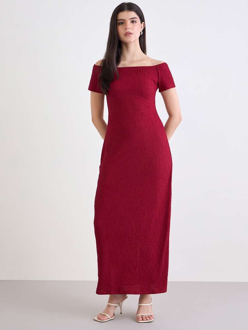 women solid off shoulder sheath dress - 22219917 -  Standard Image - 1