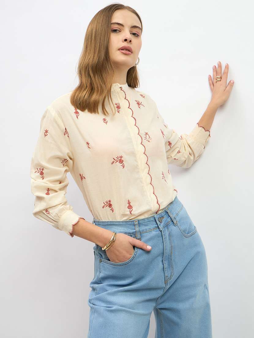 women embroidered long sleeve shirt top - 22219944 -  Standard Image - 1