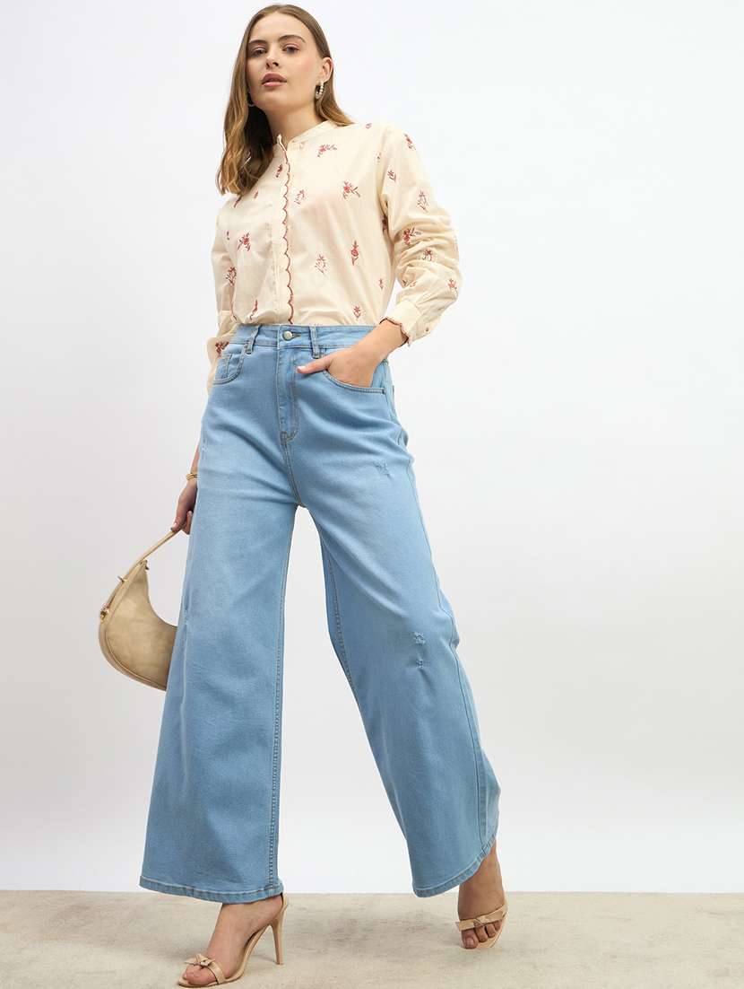 women embroidered long sleeve shirt top - 22219944 -  Standard Image - 4