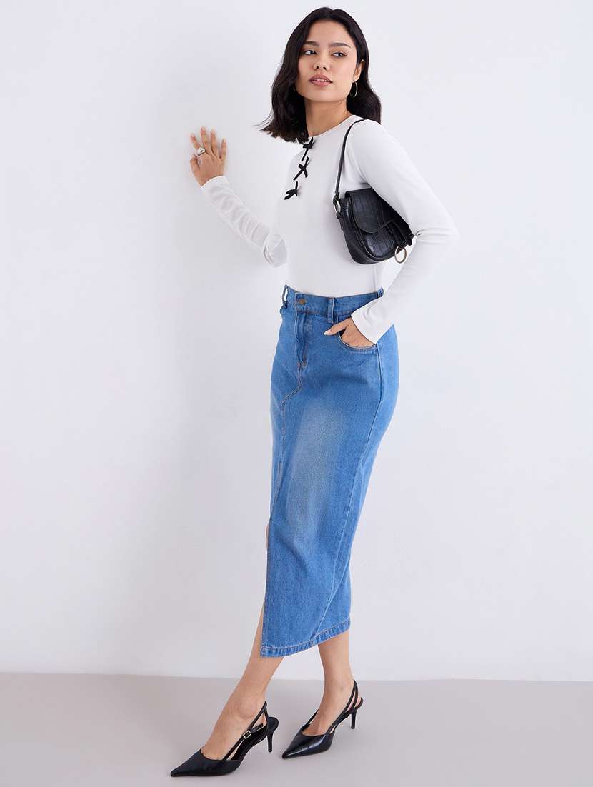 women solid long sleeve straight top - 22219949 -  Standard Image - 4