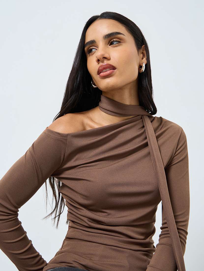 women soldi asymmetric neck long sleeve top - 22219953 -  Standard Image - 4