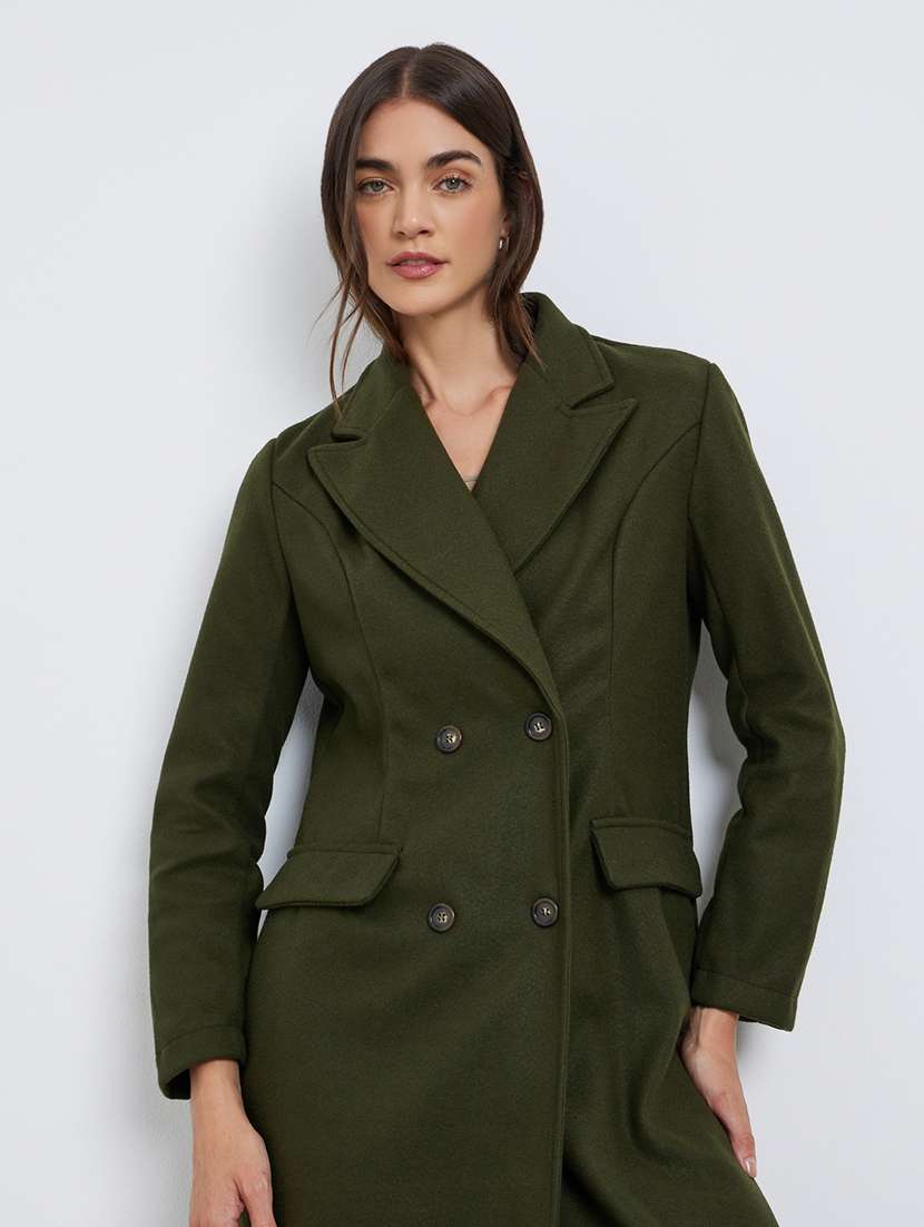 women solid long sleeve trench coat - 22219961 -  Standard Image - 1