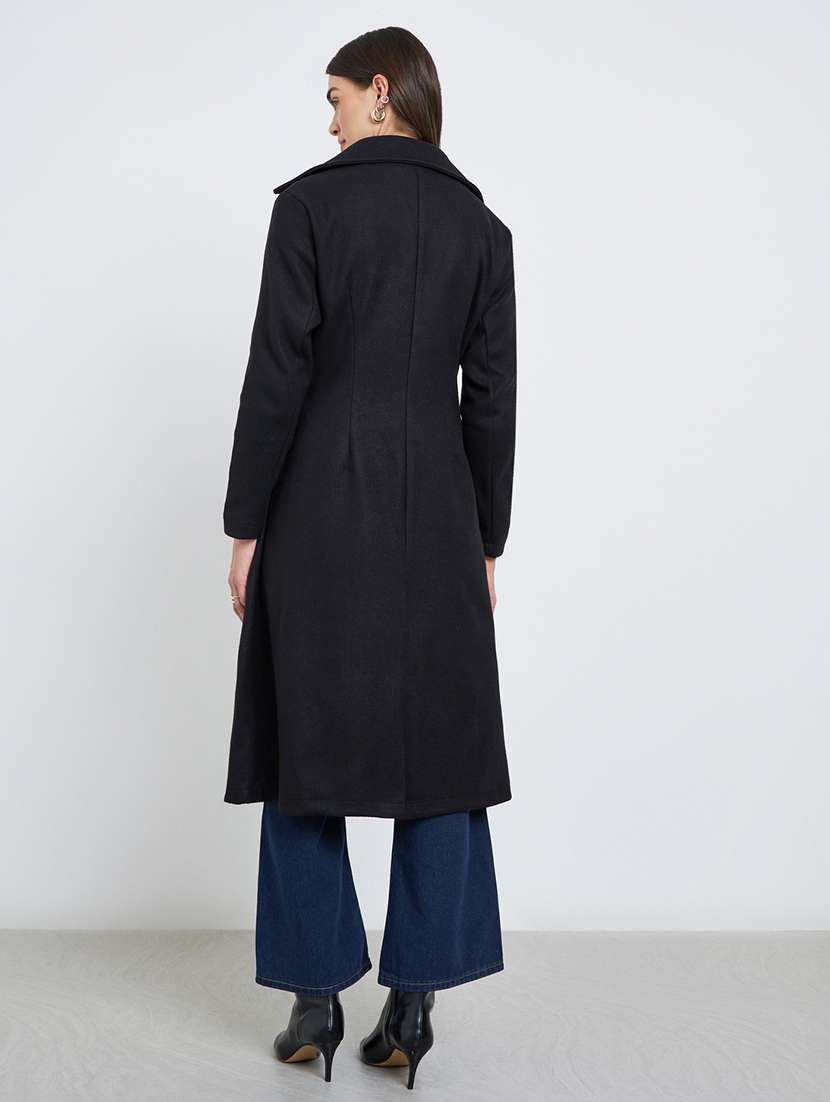 women solid long sleeve trench coat - 22219962 -  Standard Image - 1