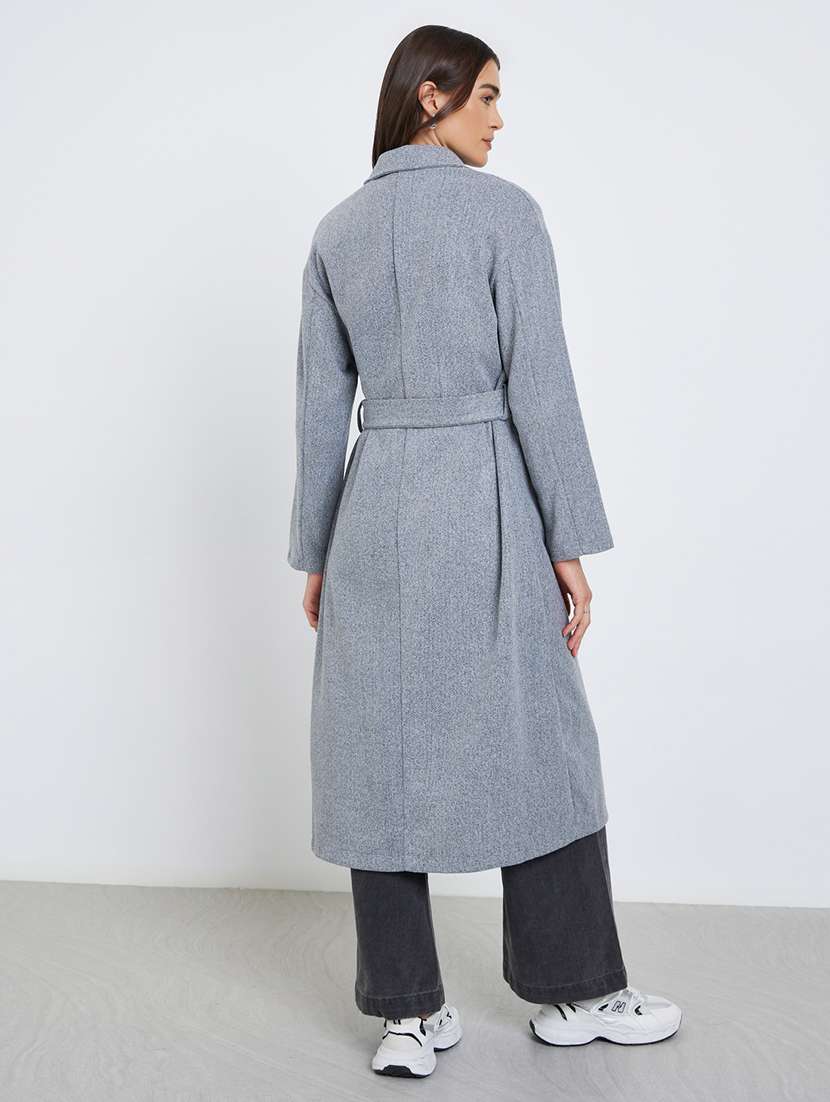 women solid long sleeve trench coat - 22219963 -  Standard Image - 1