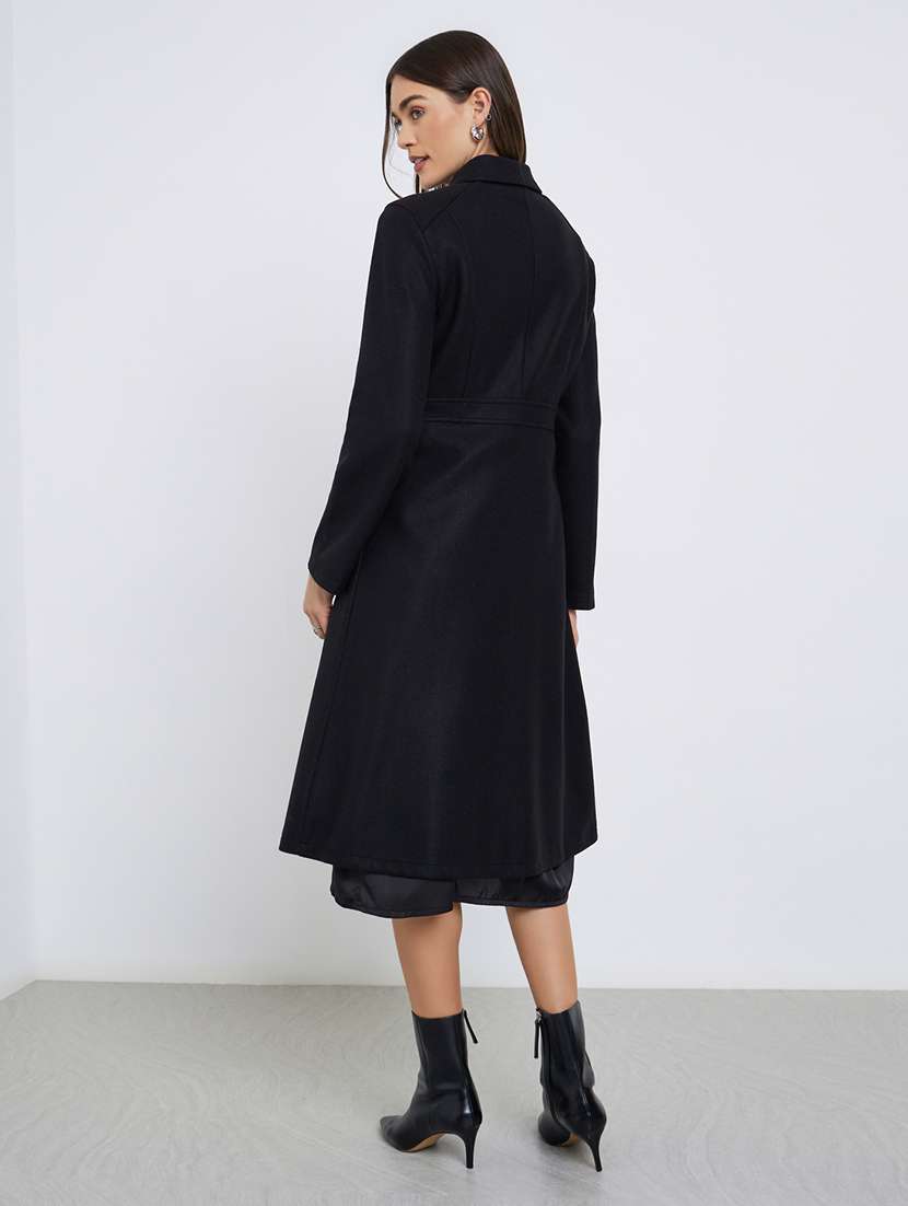 women solid long sleeve trench coat - 22219964 -  Standard Image - 1