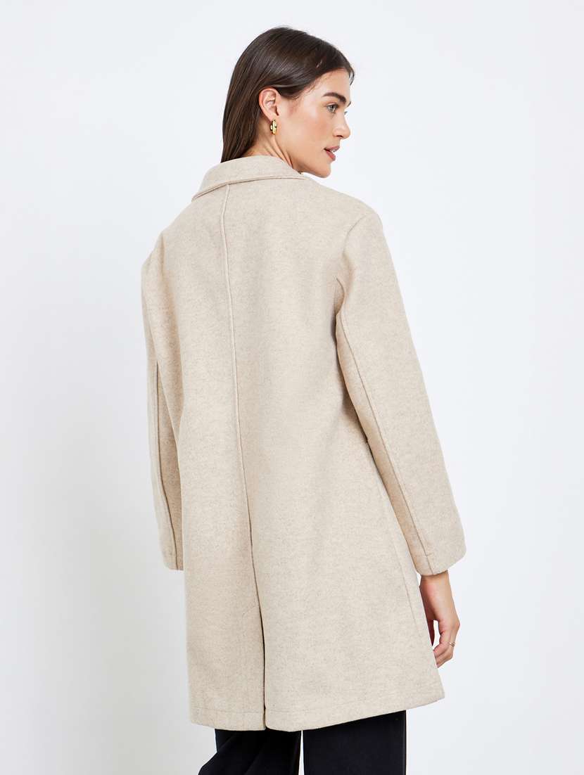 women solid long sleeve trench coat - 22219965 -  Standard Image - 1