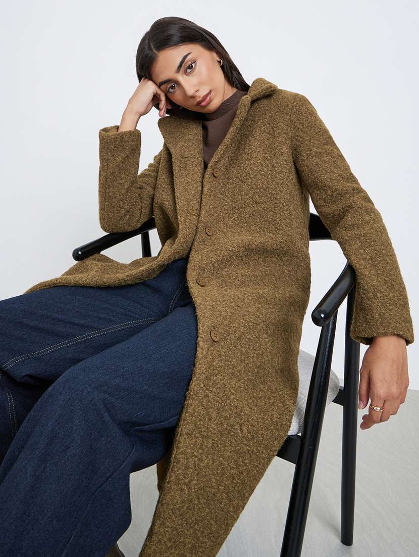 women solid long sleeve trench coat - 22219967 -  Standard Image - 1