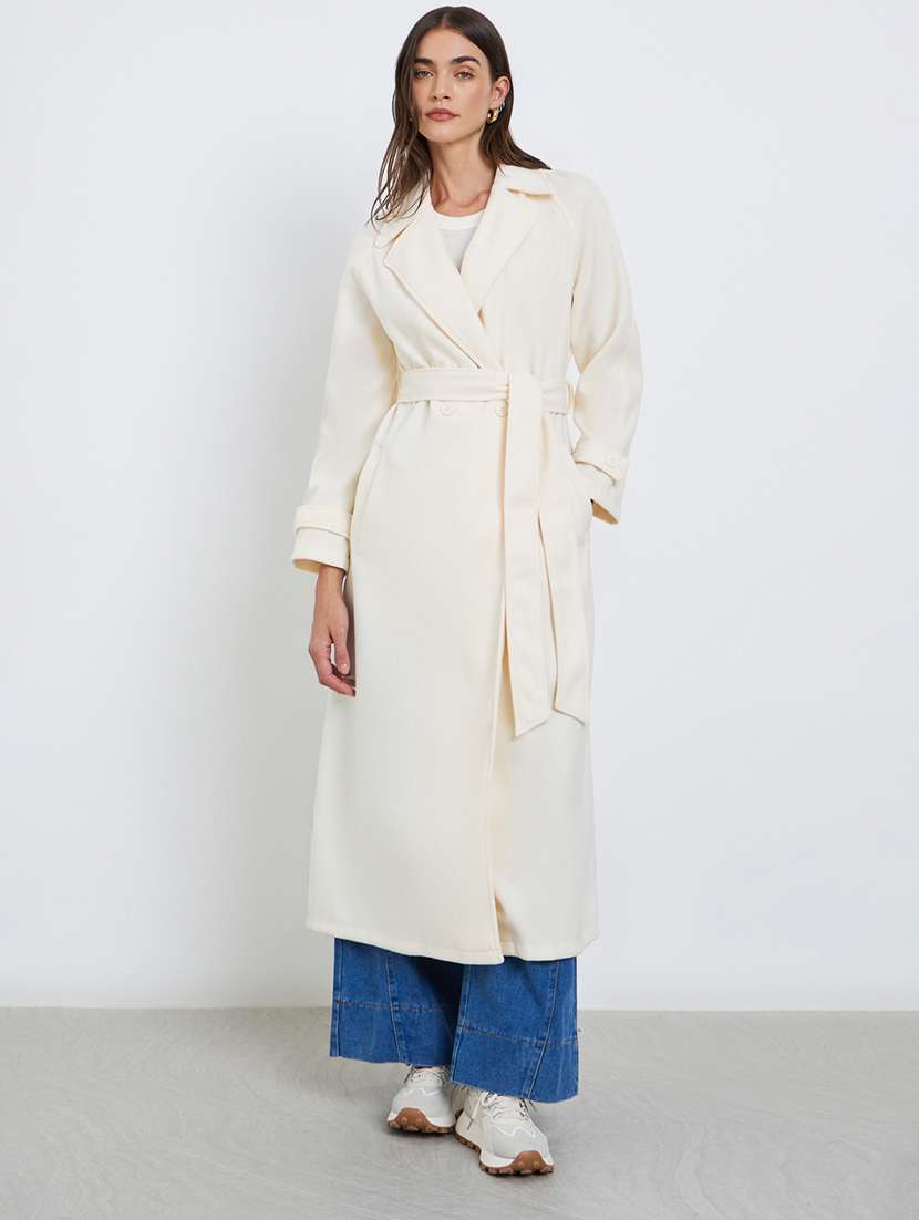 women solid long sleeve trench coat - 22219969 -  Standard Image - 1