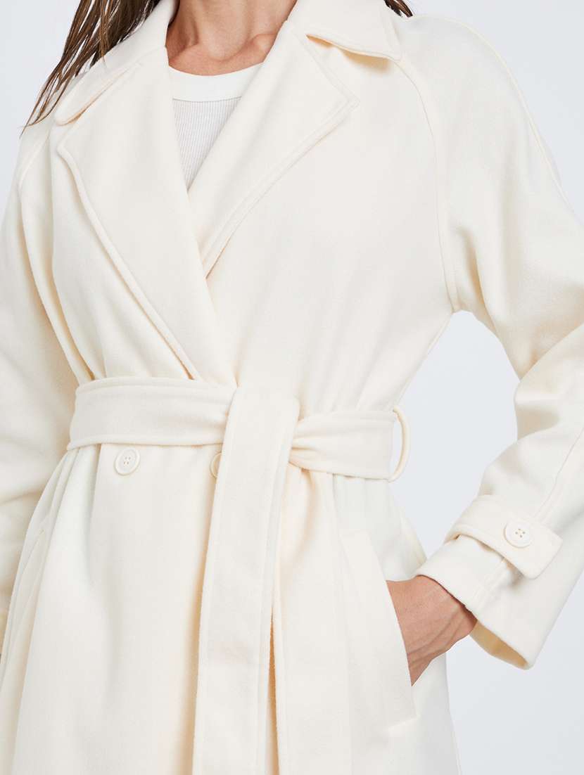 women solid long sleeve trench coat - 22219969 -  Standard Image - 4