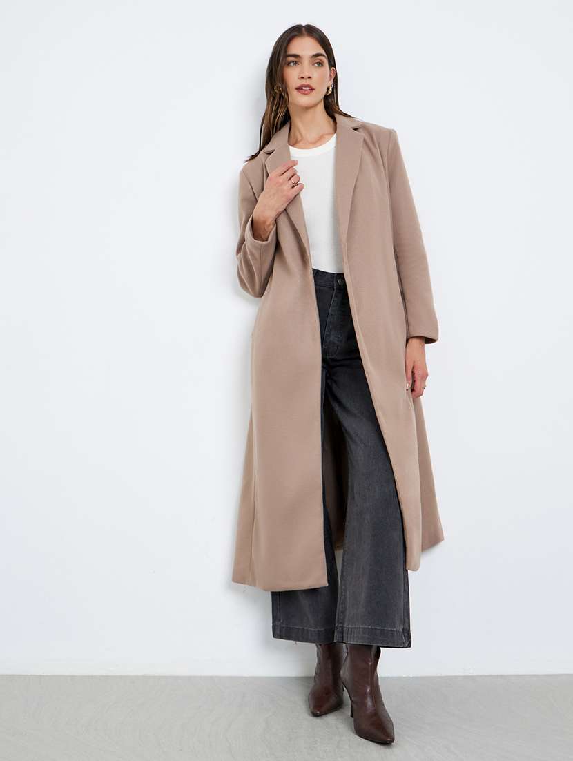 women solid long sleeve trench coat - 22219971 -  Standard Image - 1