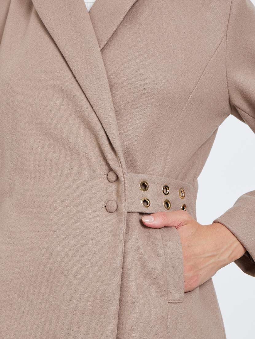 women solid long sleeve trench coat - 22219971 -  Standard Image - 4