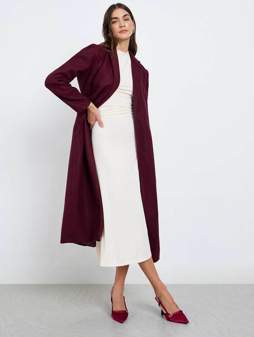 women solid long sleeve trench coat - 22219972 -  Standard Image - 1