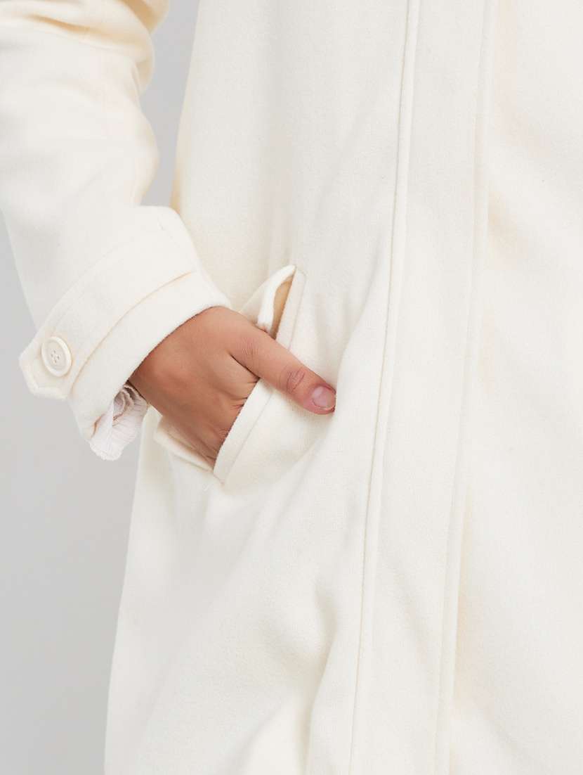 women solid long sleeve hooded trench coat - 22219974 -  Standard Image - 4