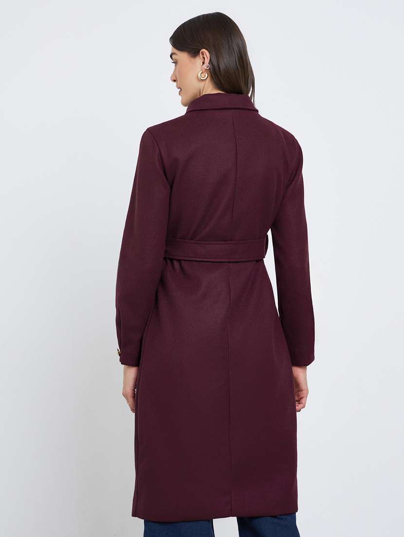 women solid long sleeve trench coat - 22219976 -  Standard Image - 1