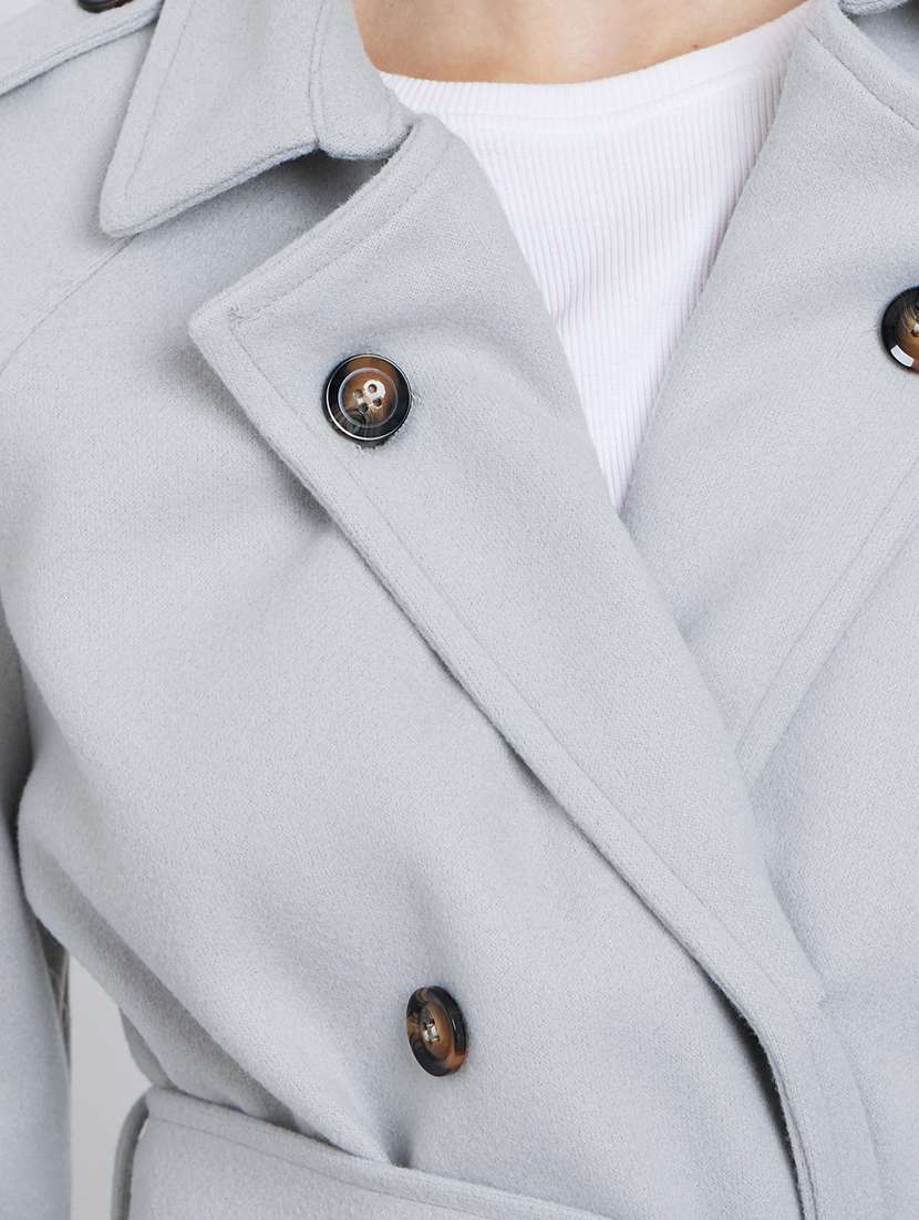 women solid lapel neck long sleeve regular jacket - 22219979 -  Standard Image - 4