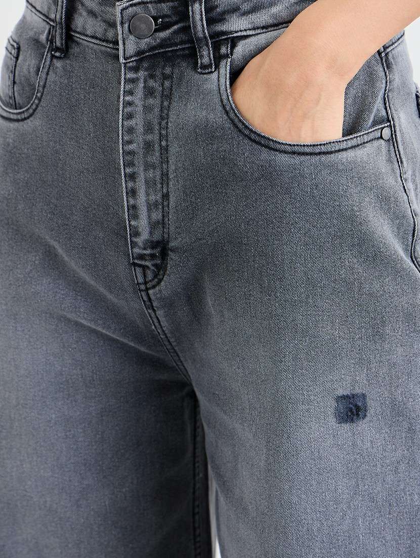 women distressed high rise wide leg jean - 22220004 -  Standard Image - 4