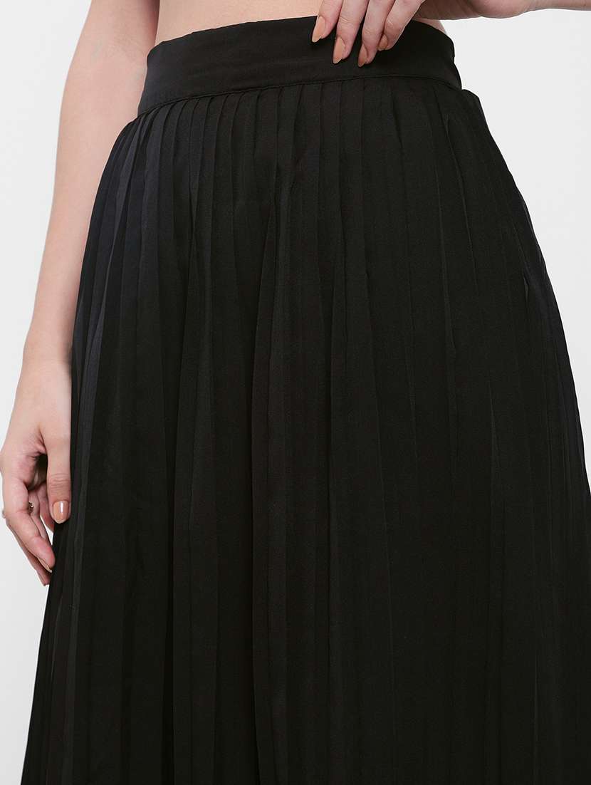 women solid high rise pleated skirt - 22220005 -  Standard Image - 4