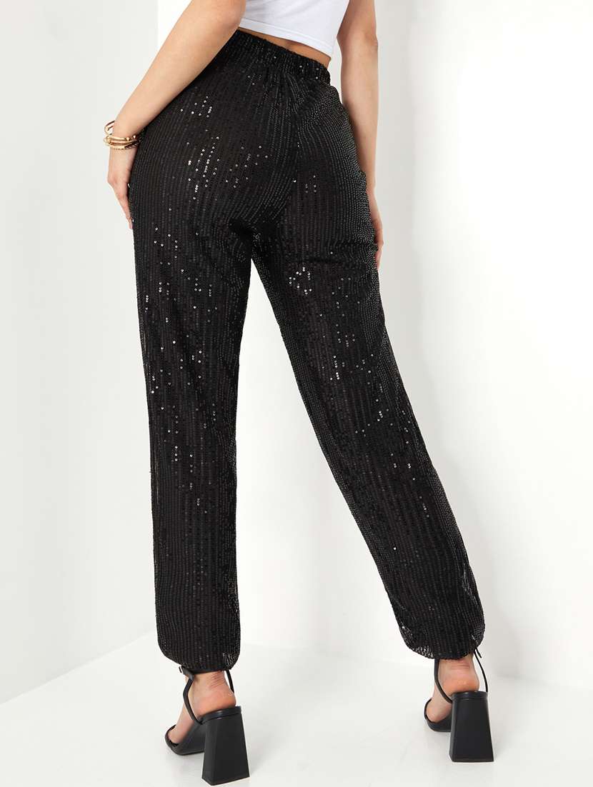 women sequined high rise straight trouser - 22220008 -  Standard Image - 1