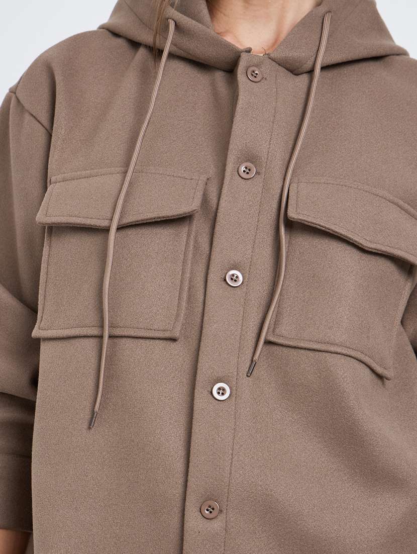 women solid long sleeve hooded oversized jacket - 22220012 -  Standard Image - 4