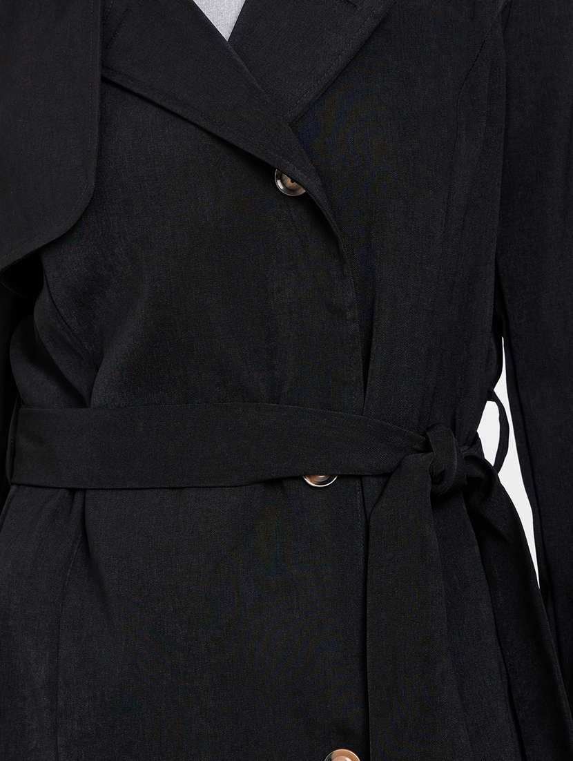 women solid long sleeve regular coat - 22220016 -  Standard Image - 4