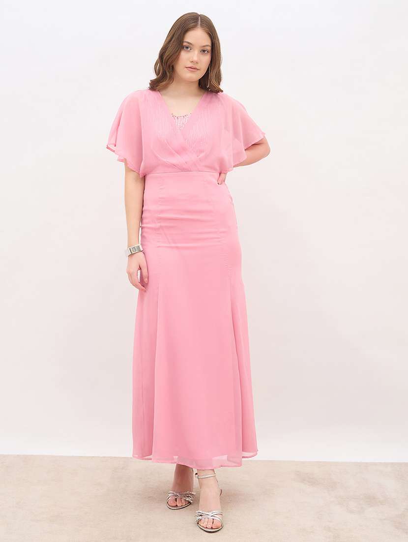 women sequined detailed batwing sleeve a-line dress - 22220033 -  Standard Image - 1