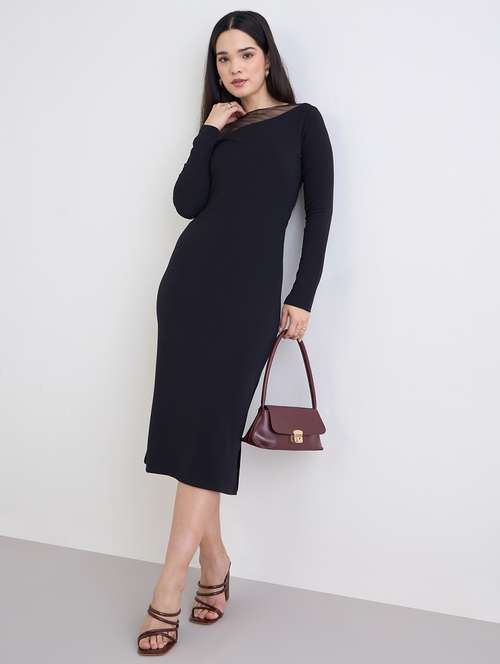 women solid long sleeve bodycon dress - 22220041 -  Standard Image - 0