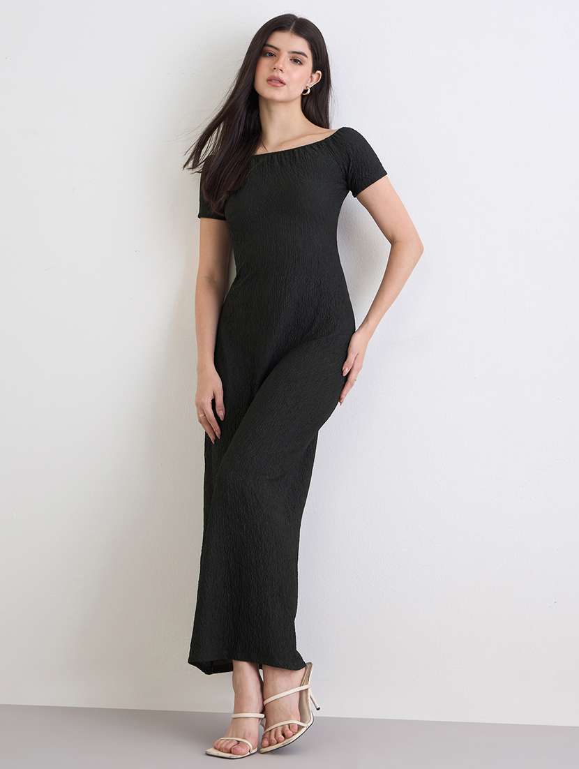 women solid off shoulder sheath dress - 22220042 -  Standard Image - 1