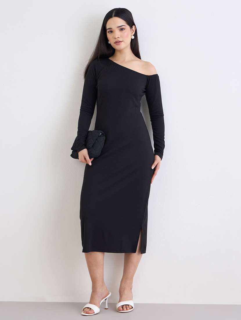women solid long sleeve sheath dress - 22220043 -  Standard Image - 1