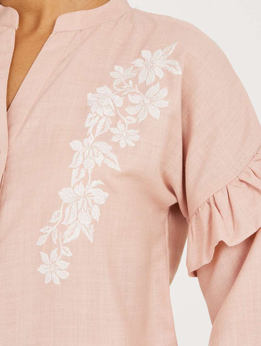 women embroidered puff sleeve regular shirt - 22220047 -  Standard Image - 4