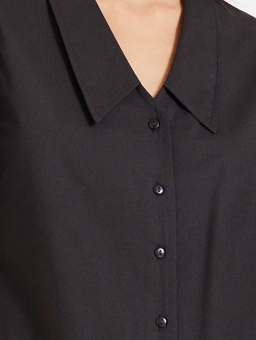 women black solid puff sleeve shirt - 22220049 -  Standard Image - 4