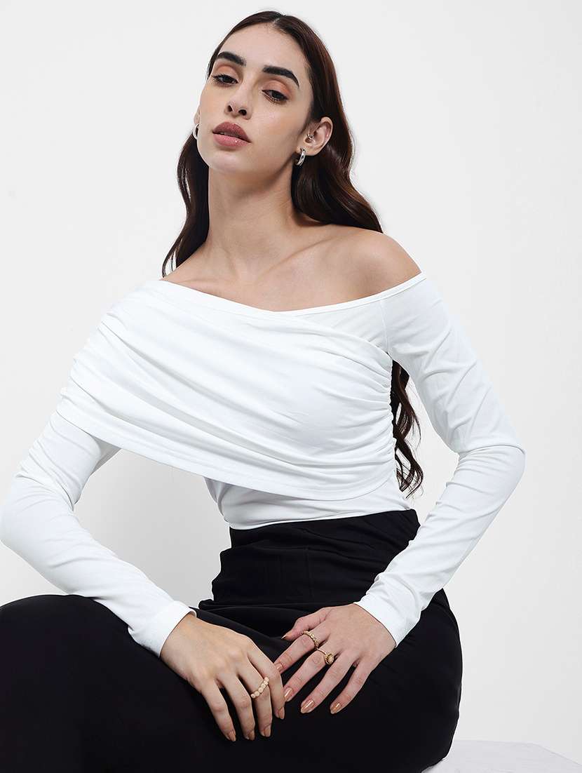 women white off shoulder long sleeve top - 22220061 -  Standard Image - 1