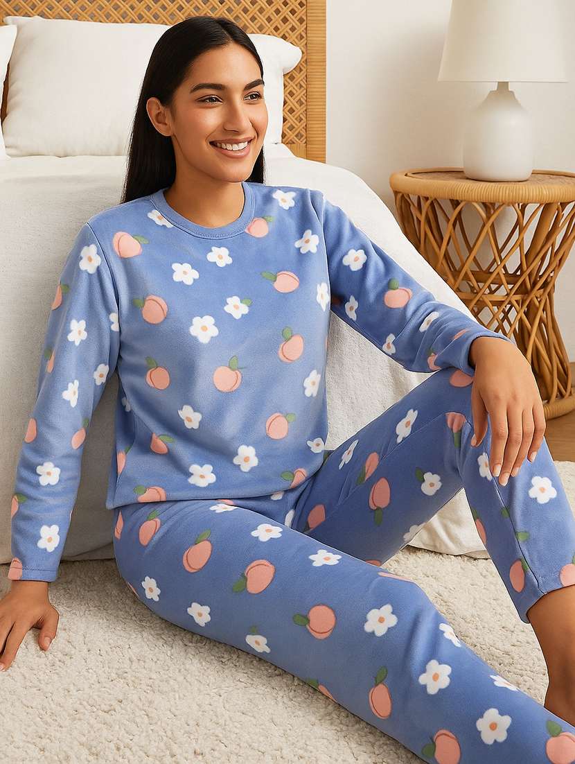 women printed nightwear pyjama set
