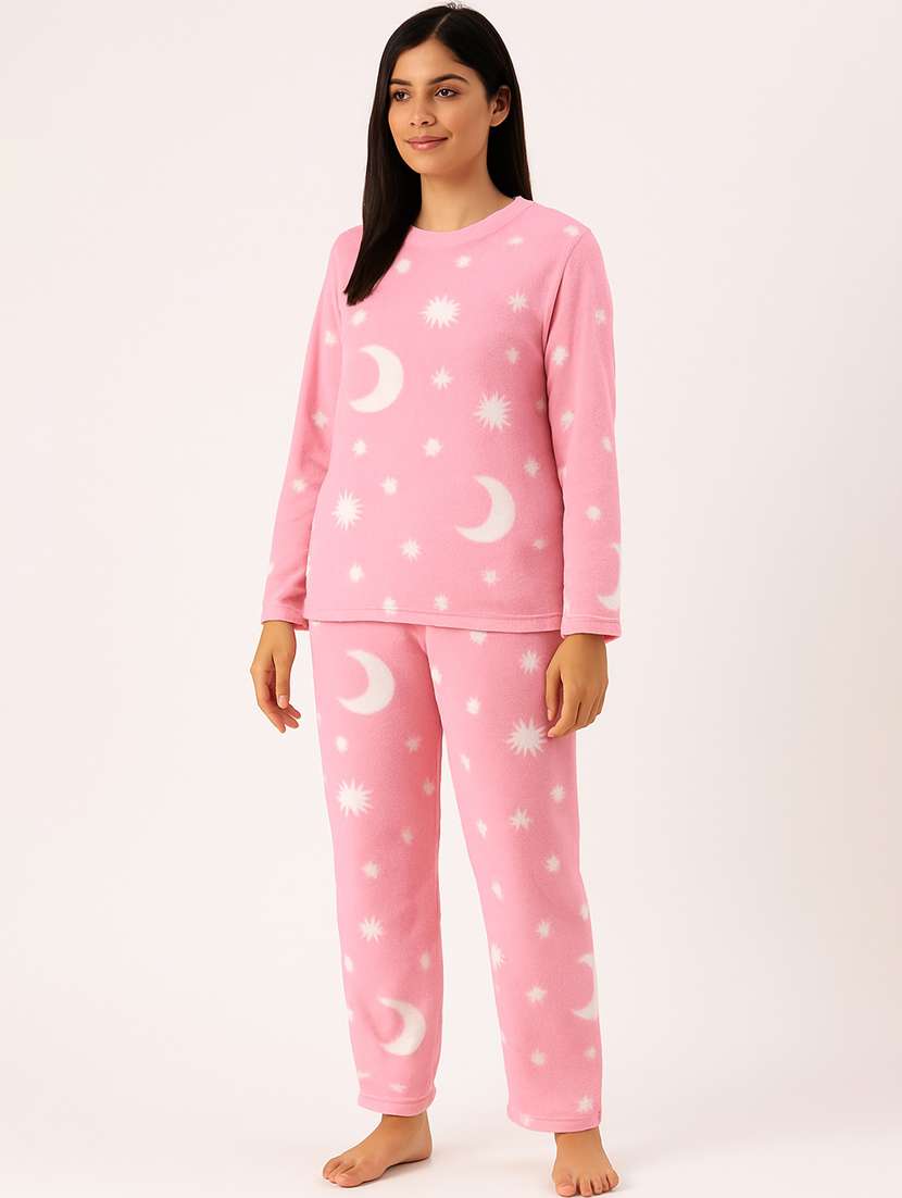 women printed nightwear pyjama set - 22220081 -  Standard Image - 1