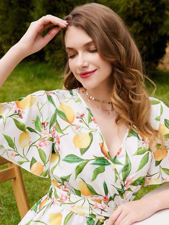 women floral print flared sleeve a-line dress - 22220084 -  Standard Image - 4