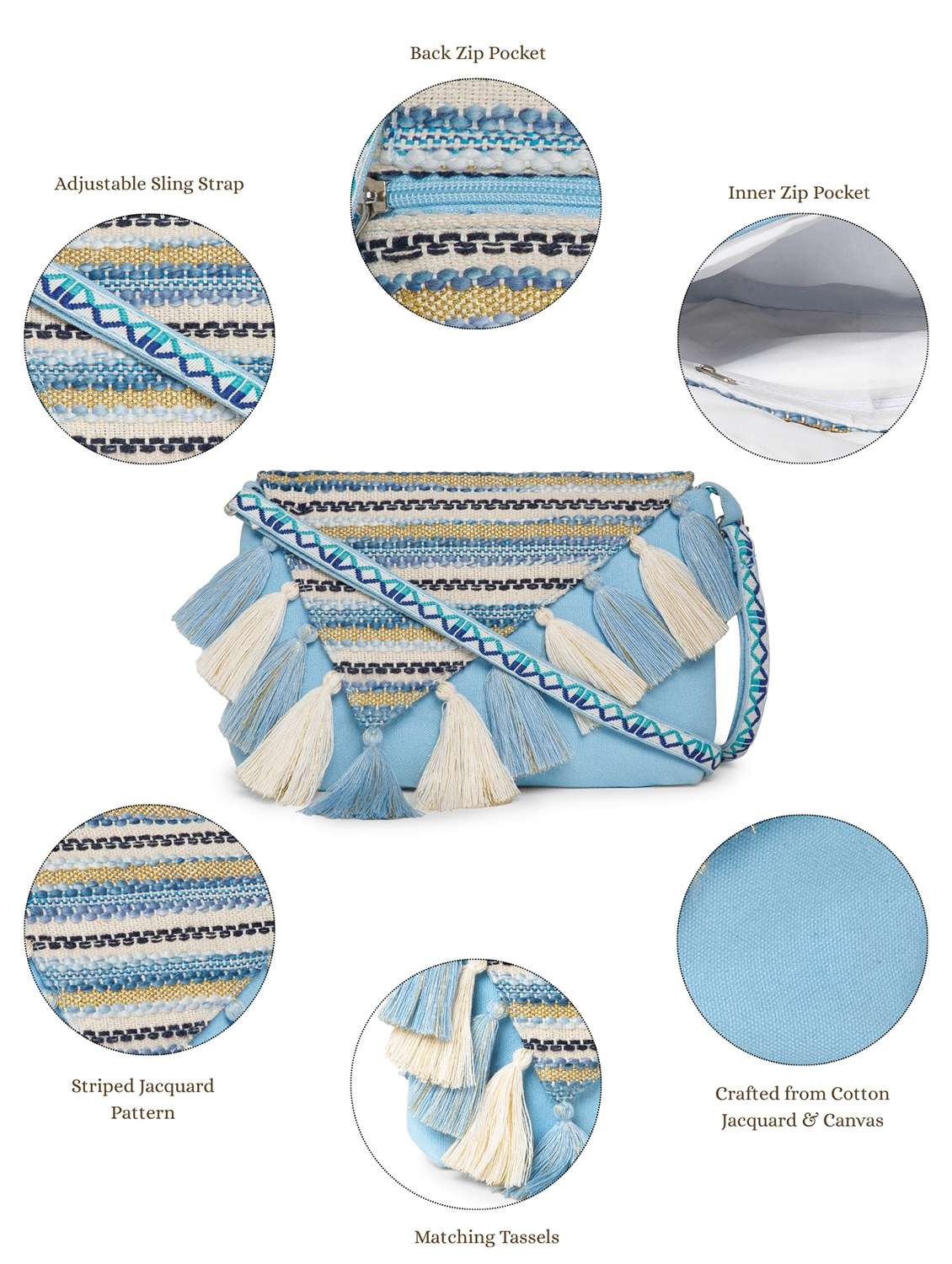 women striped sling bag with tassels - 22220093 -  Standard Image - 4