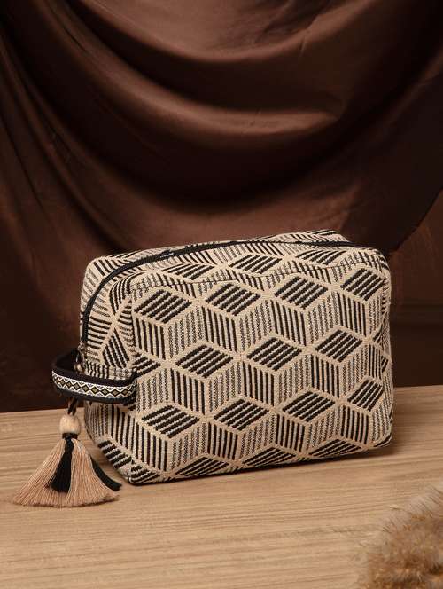  women  beige cotton jacquard pattern accessory bag - 22220104 -  Standard Image - 0