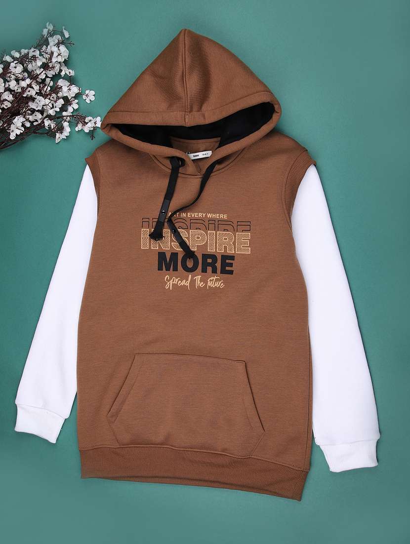 boys color blocked long sleeve hooded sweatshirt