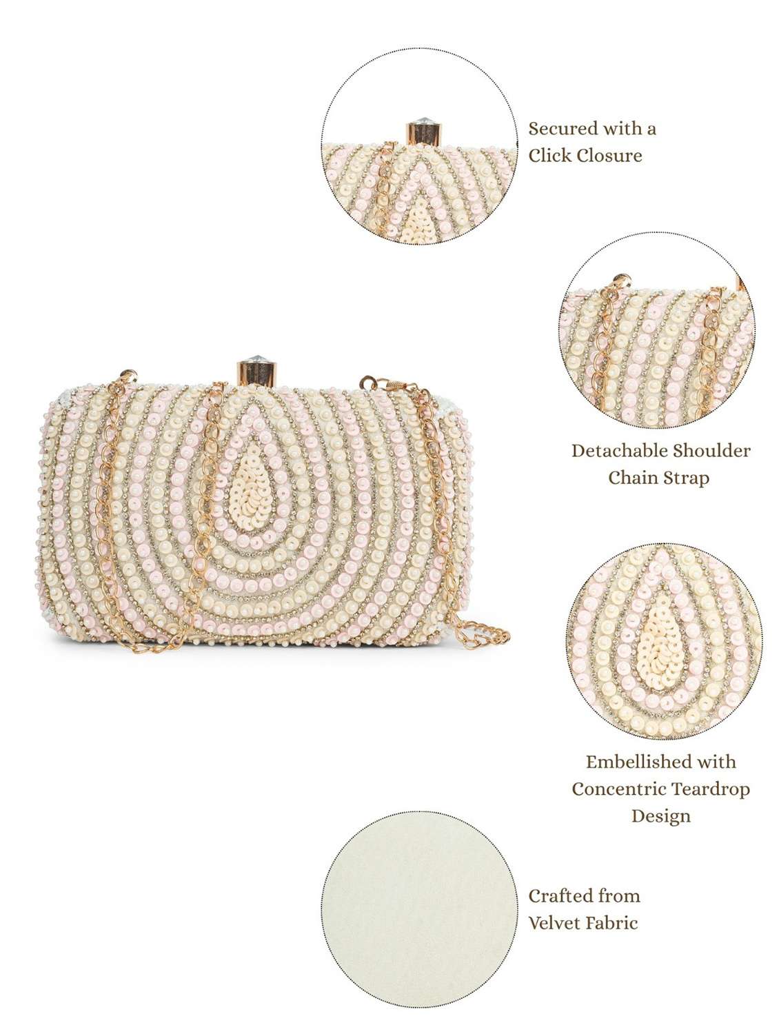 women embellished sequin party clutch with chain strap - 22220126 -  Standard Image - 4